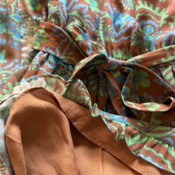 NWT Current Air Brown, Blue, & Green Floral Print Long Sleeve Mini Dress Small - Picture 9 of 16